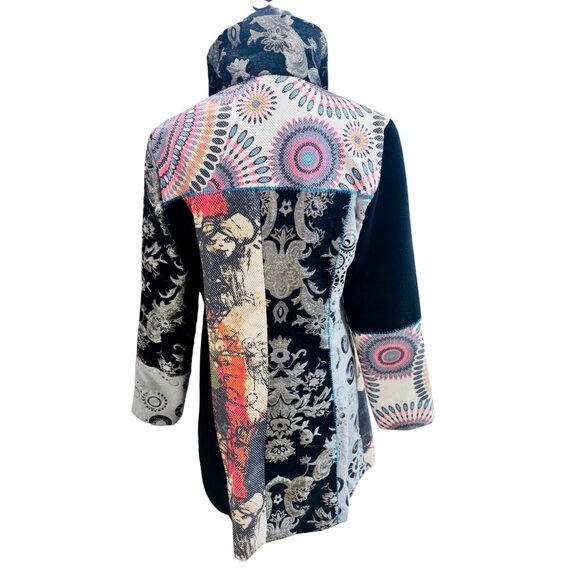 Adore Women L Statement Embroidery Patchwork Button Jacket Multicolor Boho Artsy - Picture 3 of 13